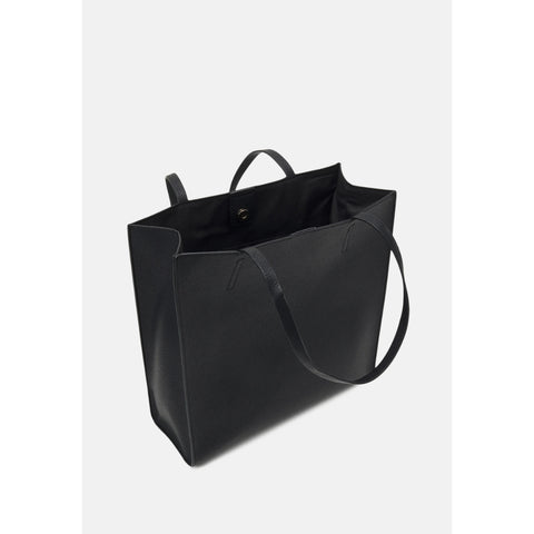 Women Real Leather Tote Bag Black Minimalist Shoulder Handbag Large Capacity Everyday Work Bag