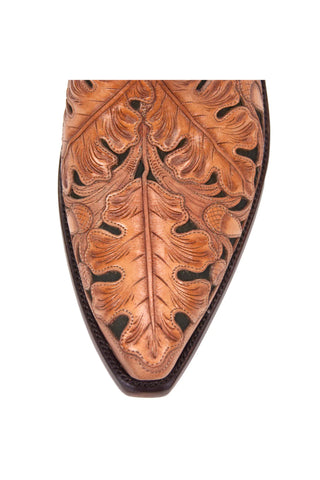 Men’s Fully Tooled Oak Leaf Cowboy Boots – Premium Calf Leather High Western Boots