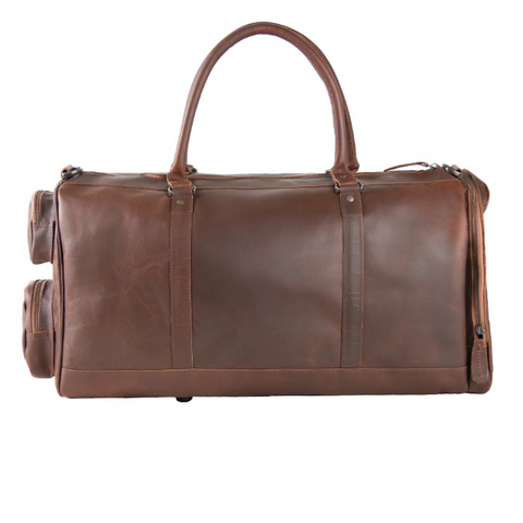 Brown Leather Duffle Bag – Vintage Full-Grain Weekender Holdall