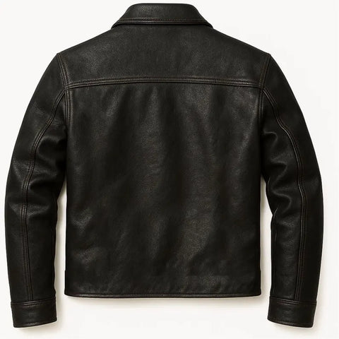Vintage Style Men’s Black Leather Jacket – Handmade Cowhide Streetwear | Genuine Leather Gift for Her