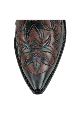 Men's Black & Brown Embroidered Western Cowboy Boots – Premium Leather