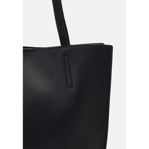 Women Real Leather Tote Bag Black Minimalist Shoulder Handbag Large Capacity Everyday Work Bag