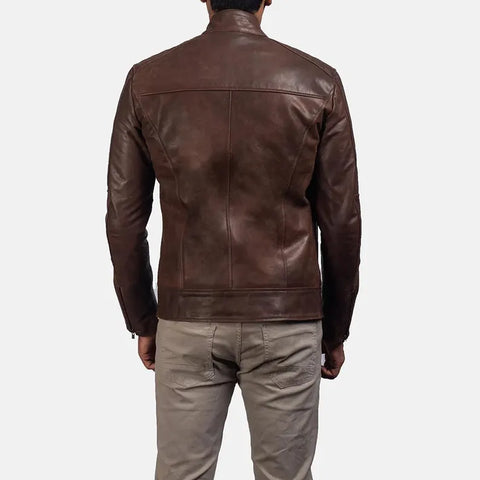 Men’s  Brown Leather Jacket – Soft Cowhide Biker jacket  Zip-Up | Premium Outerwear Gift