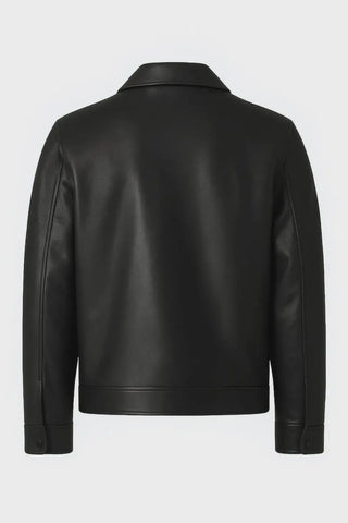 Men's Black Cow Leather Moto Jacket |  Biker Style Zip-Up | Handmade Genuine Leather Outerwear