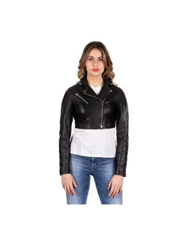 Women's & Girls 100% Genuine High Quality Lambskin Leather Cropped Moto Biker Jacket Slim-fit,Long Sleeves, special gift for girlfriend