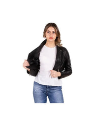 Women's & Girls 100% Genuine High Quality Lambskin Leather Cropped Moto Biker Jacket Slim-fit,Long Sleeves, special gift for girlfriend