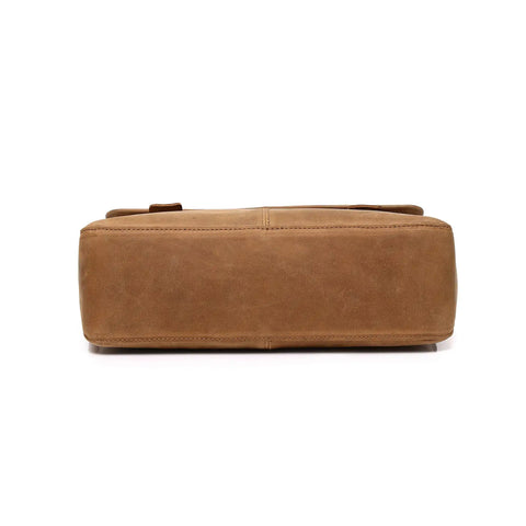 Trending Brown Crazy Horse Leather Messenger Bag for Unisex– Large Vintage Crossbody Satchel