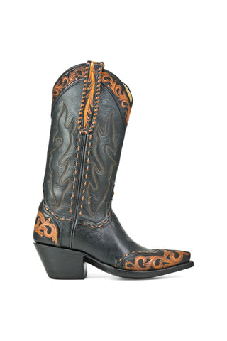 Black Hiegh Embroidered Western Cowboy Boots