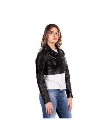 Women's & Girls 100% Genuine High Quality Lambskin Leather Cropped Moto Biker Jacket Slim-fit,Long Sleeves, special gift for girlfriend