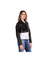 Women's & Girls 100% Genuine High Quality Lambskin Leather Cropped Moto Biker Jacket Slim-fit,Long Sleeves, special gift for girlfriend