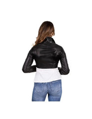 Women's & Girls 100% Genuine High Quality Lambskin Leather Cropped Moto Biker Jacket Slim-fit,Long Sleeves, special gift for girlfriend