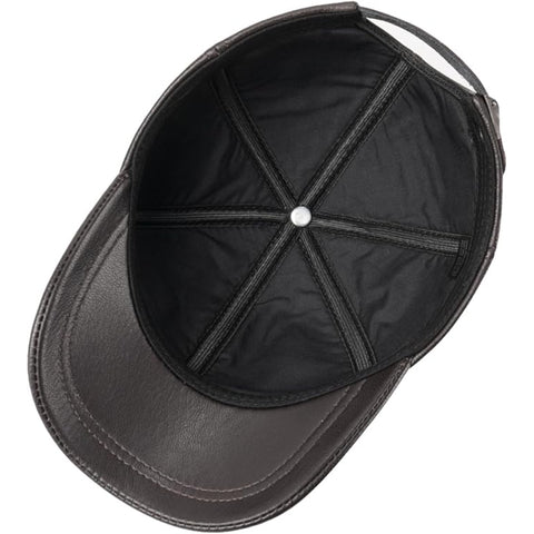 Unisex Black Leather Baseball Cap – Handmade Genuine Leather
