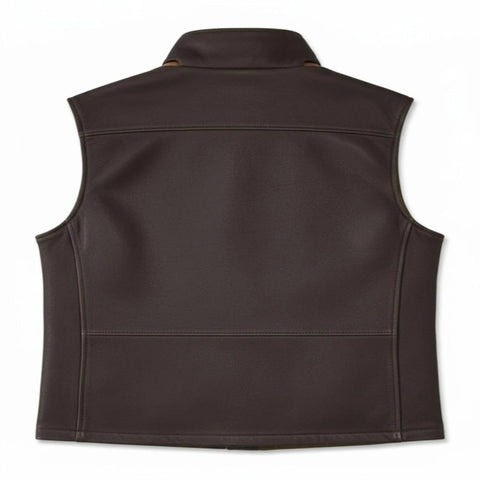 Men’s Dark Brown Genuine Leather Western Vest | Handmade Cowboy Waistcoat | Vintage Biker Style Outerwear