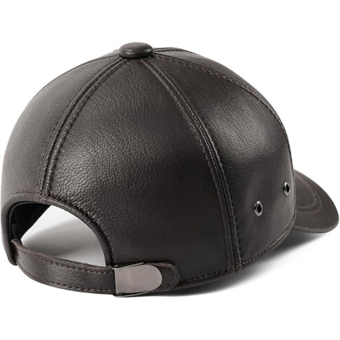 Unisex Black Leather Baseball Cap – Handmade Genuine Leather