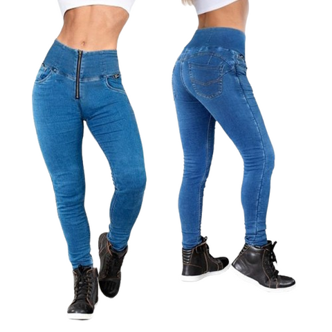 Lady Motorcycle Denim Leggings – Original Blue Protective Stretch Jeans for Women Riders