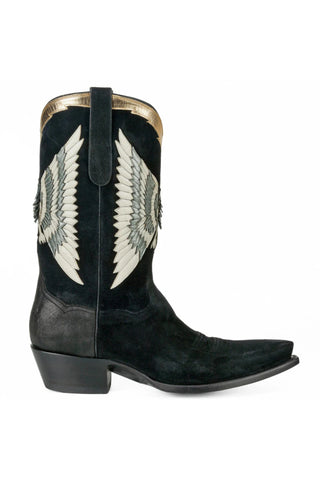 Men’s High Cowboy Boots – Pig suede Leather, Water & Stain Resistant with Eagle Inlay