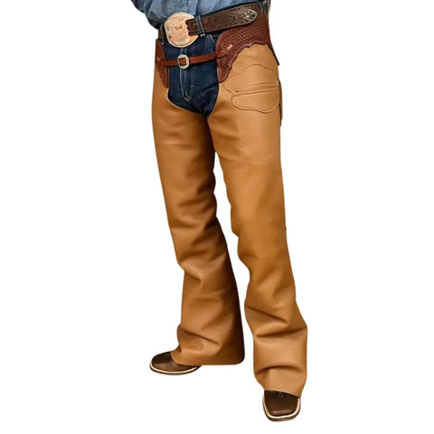 Premium Brown Men’s Western Chaps – Suede Leather Riding Chaps for Cowboy, Rodeo & Ranch Work (UK)