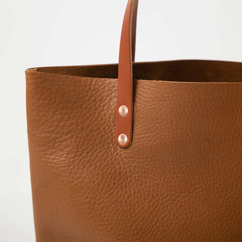 Brown Leather Tote Bag – Unisex Handmade Full-Grain Cowhide