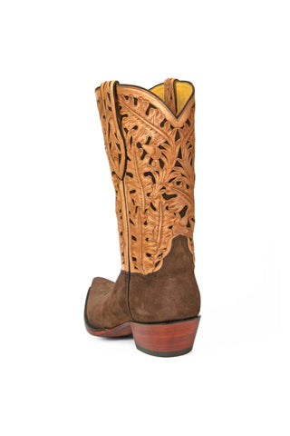 Hiegh Cowboy Boots – Water-Resistant Pig suede Foot with Tooled Upper