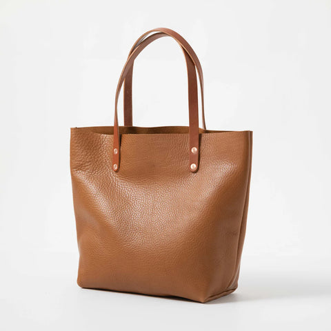 Brown Leather Tote Bag – Unisex Handmade Full-Grain Cowhide