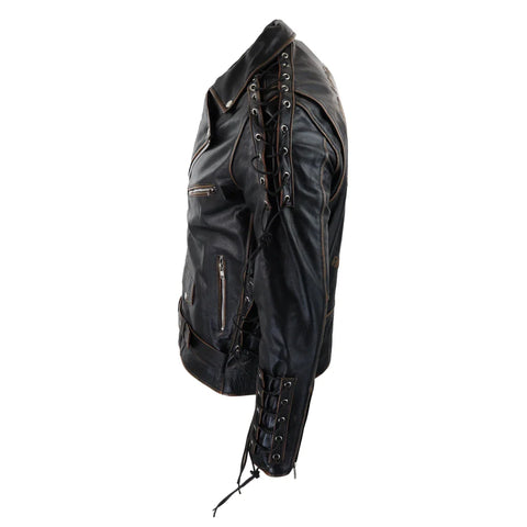 Men’s Live To Ride Cow Hide Leather Jacket – Original Cross Zip Motorcycle Rider Coat, Classic Biker Style, Premium Leather