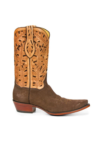 Hiegh Cowboy Boots – Water-Resistant Pig suede Foot with Tooled Upper