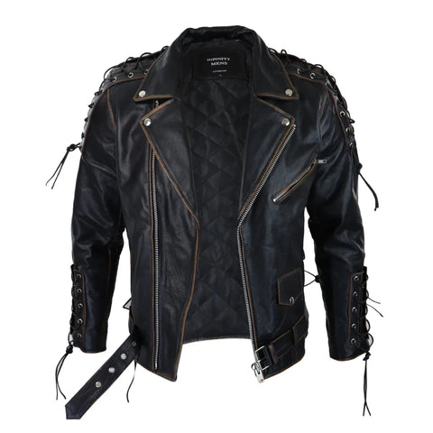 Men’s Live To Ride Cow Hide Leather Jacket – Original Cross Zip Motorcycle Rider Coat, Classic Biker Style, Premium Leather