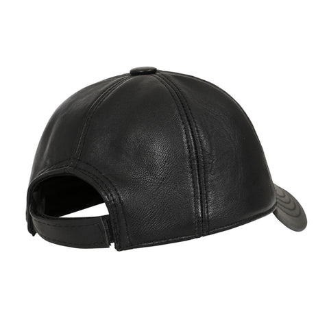 Premium Black Leather Baseball Cap – Stylish Adjustable Hat for Men & Women