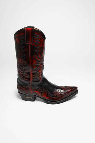 Men’s Black & Red Embroidered Cowboy Boots | Premium Western Style Footwear