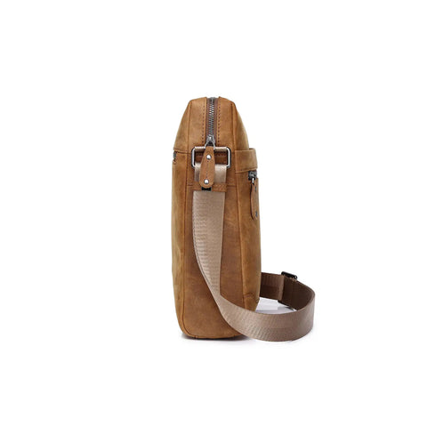 Trending Tan Crazy Horse Leather Crossbody Bag Unisex – Large Work Messenger Bag