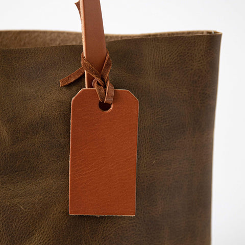 Olive Green Leather Tote Bag – Unisex Handmade Full-Grain Kodiak Leather Tote