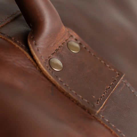 Men’s Brown Full-Grain Leather Duffle Bag – Vintage Weekender Holdall