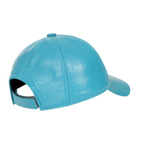 Turquoise Leather Baseball Cap with Curved Peak – Stylish Adjustable Hat for Men & Women UK