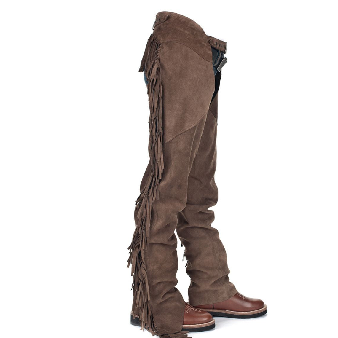 Premium Brown Men’s Western Chaps – Suede Leather Riding Chaps for Cowboy