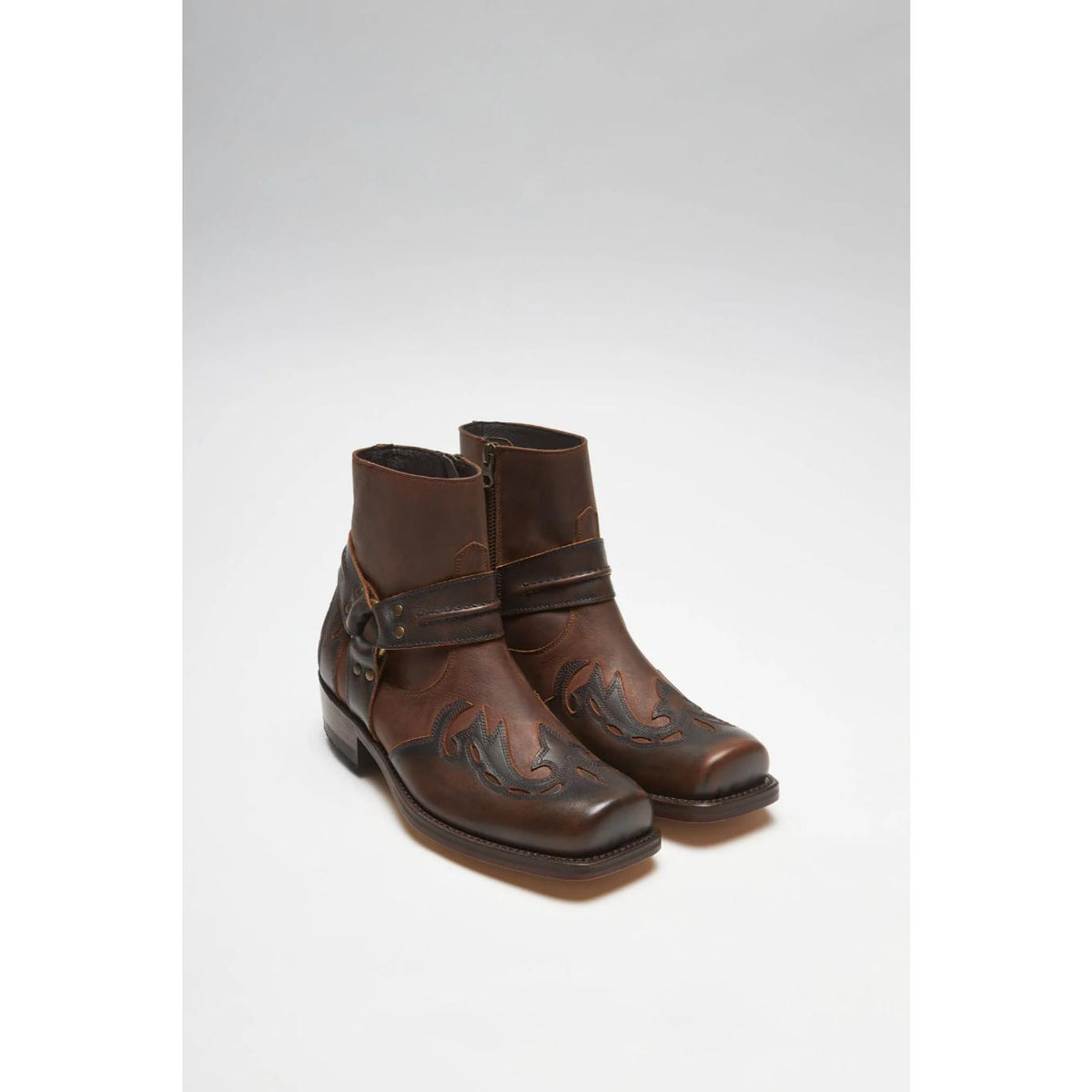 Men’s Western Cowboy Boots – Brown Leather Ankle Boots
