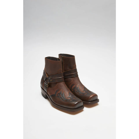 Men’s Western Cowboy Boots – Brown Leather Ankle Boots