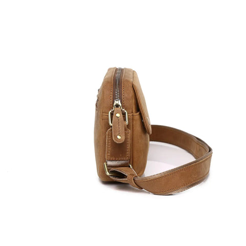Unisex Crazy Horse Leather Crossbody Bag – Premium Magnetic Buckle Messenger