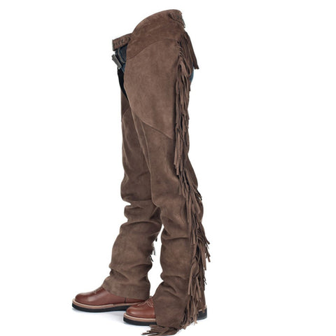 Premium Brown Men’s Western Chaps – Suede Leather Riding Chaps for Cowboy