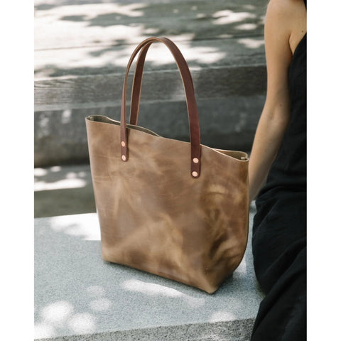 Handmade Brown Leather Tote Bag – Premium Everyday Shoulder Bag