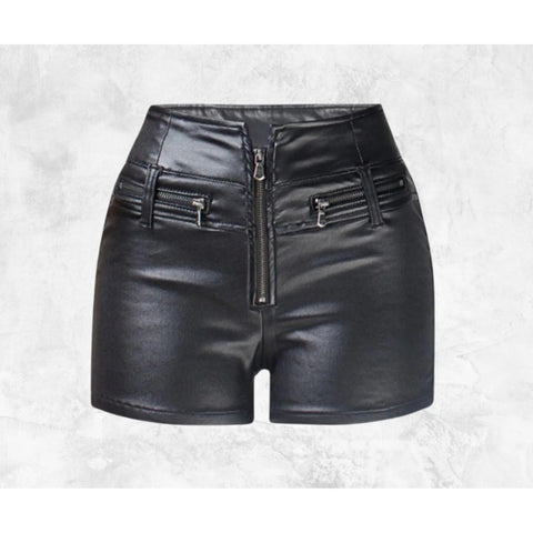 Handmade Black Leather Shorts – Slim Fit & Stylish Streetwear