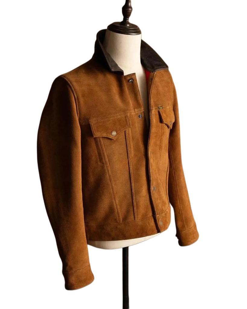 Handmade Suede Leather Trucker Jacket | American Western Style | Classic Vintage Men’s Genuine Leather Outerwear