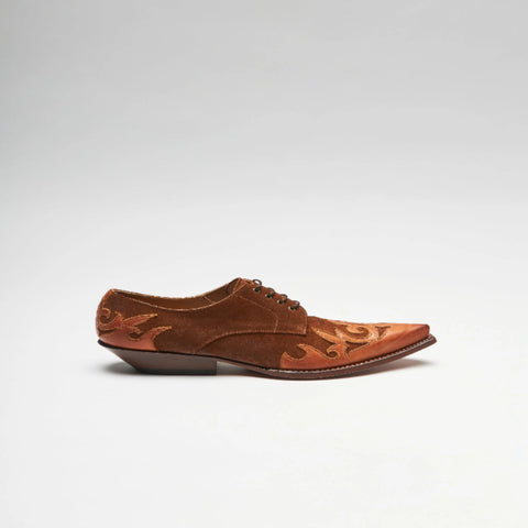 Brown Embroidered Cowboy Boots | Genuine Leather Western Boots for Men