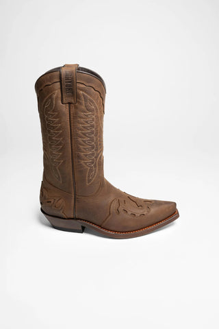 Men's Classic Brown Leather Cowboy Boots | Premium Western Riding Boots