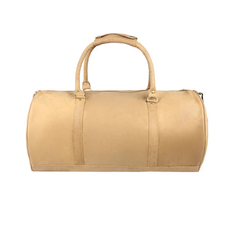 Men’s Tan Suede Leather Duffle Bag – Vintage Weekender Holdall