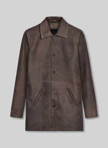 Men’s Distressed Leather Coat – Iconic Hunter Style Jacket | Vintage Rugged Outerwear
