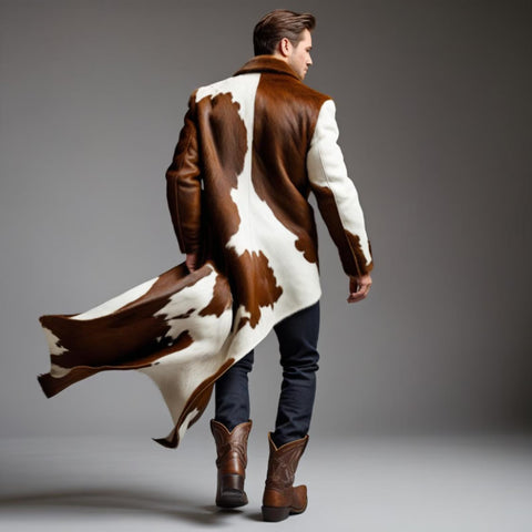 Luxury Men’s Long Shearling Duster Coat – Warm Winter Overcoat