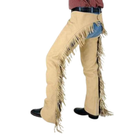 Tan Suede Western Show Chaps with Fringe – Premium Horse Riding Apparel