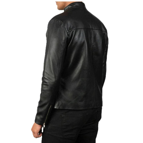 Men's Black Biker Jacket Genuine Cow Leather Classic Moto Jacket Gifts For Him