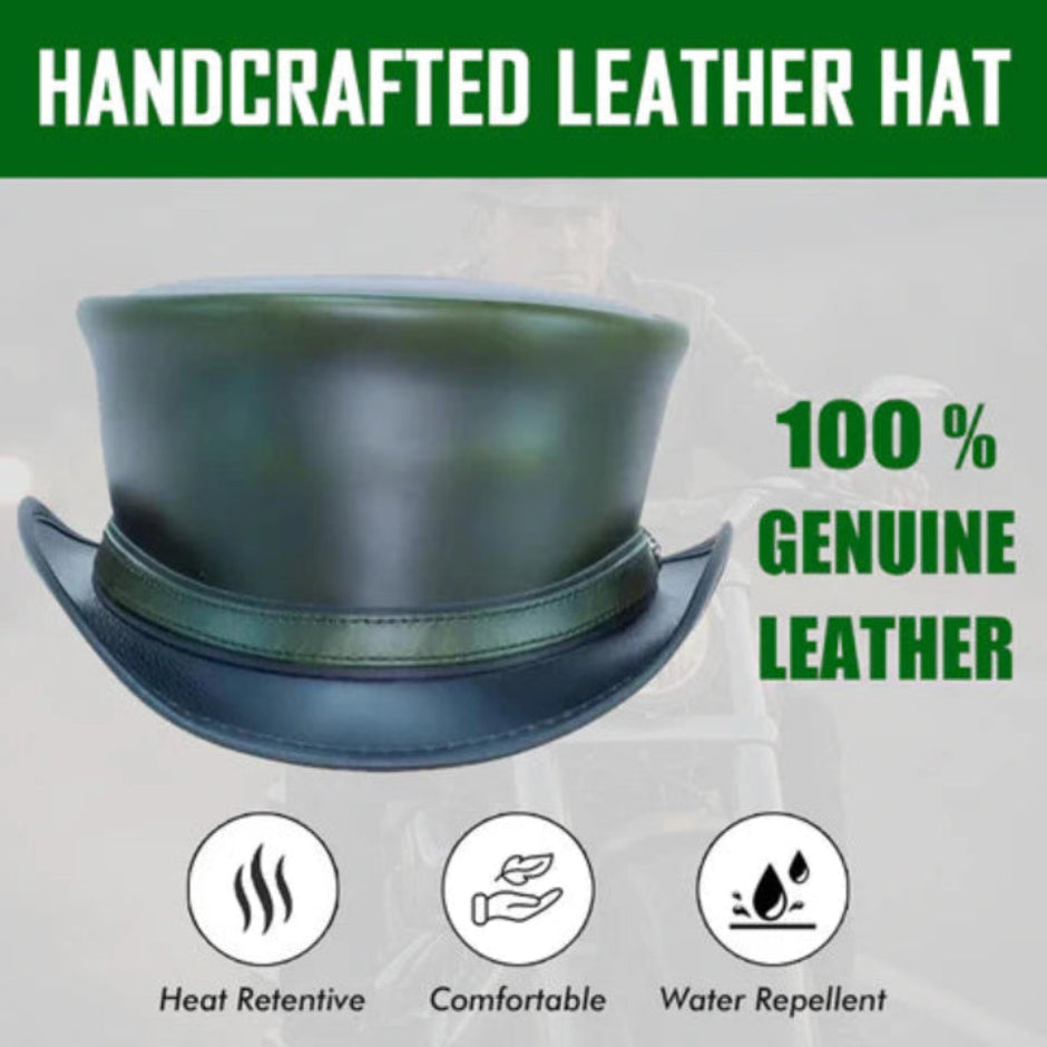 Leather Hat Handmade Leather Top Hat Steampunk Gothic Leather Hat Gifts For Men Women Shapeable Brim