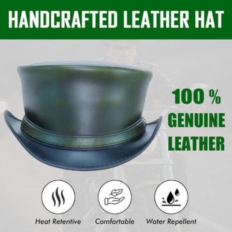 Leather Hat Handmade Leather Top Hat Steampunk Gothic Leather Hat Gifts For Men Women Shapeable Brim